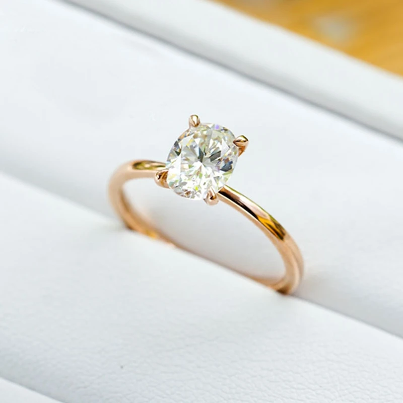 Хелон 18К 14К 10К розовое золото 1 карат овального кроя 5x7 мм моиссанитовое обручальное кольцо для женщин бриллиантовая свадебная оправа подарок для невесты изысканное ювелирное изделие.