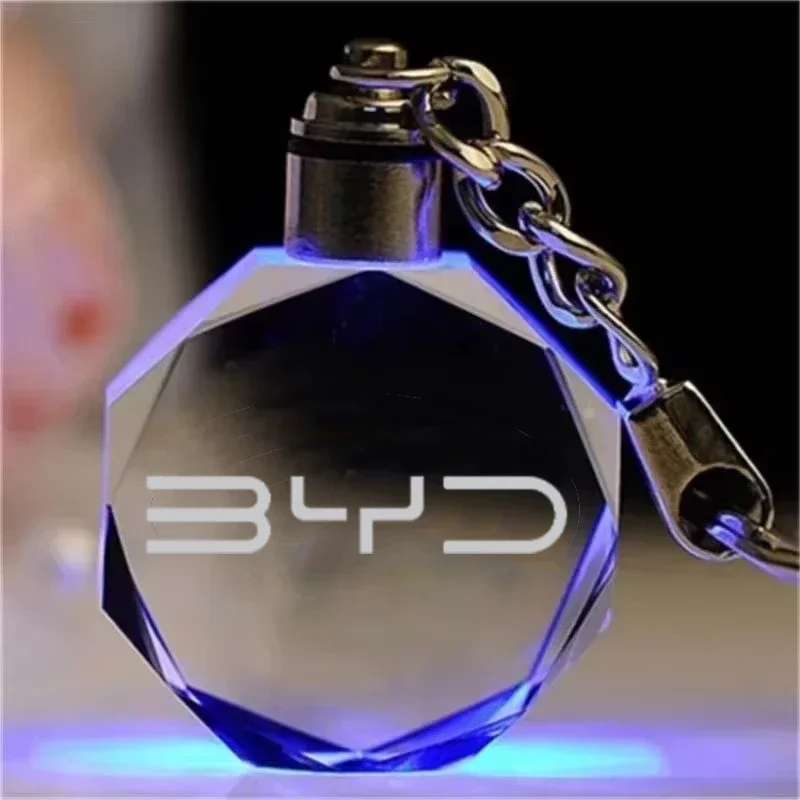 Светодиодные автомобильные брелоки восьмиугольный кулон брелок для ключей BYD Han
