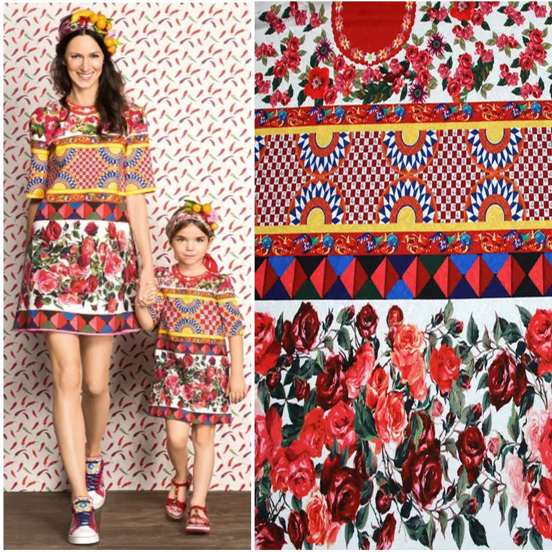 

Brand Autumn Printed Parent-child Jacquard Fabric Fashion Designer Suit Clothing Handmade DIY Clothing Cloth Sewing Material