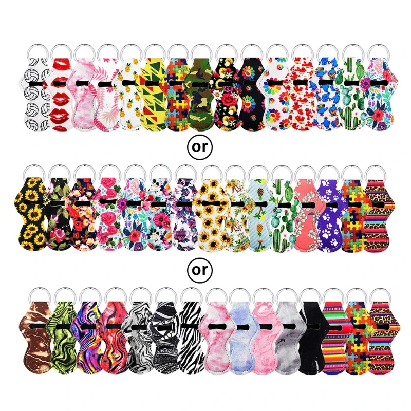 

Q1QD 15Pcs Lip Balm Holder Keychain Chapstick Lipstick Lipgloss Case Multi Color