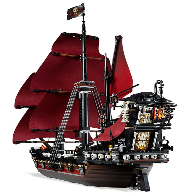 

MOC Pirate Ship Building Blocks Queen Annes Revenge Boat Toy Bricks Model Compatible 4195 Kids Birthday Christmas Gift