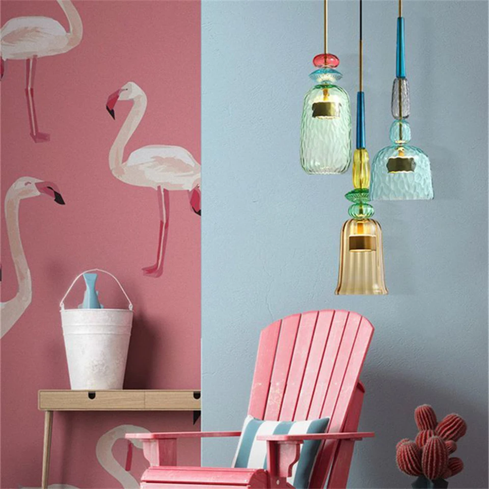 Купить Nordic светодиодный, подвесные светильники, стеклянный абажур, подвесные светильники для гостиной, домашний декор, подвесные светильники для ...