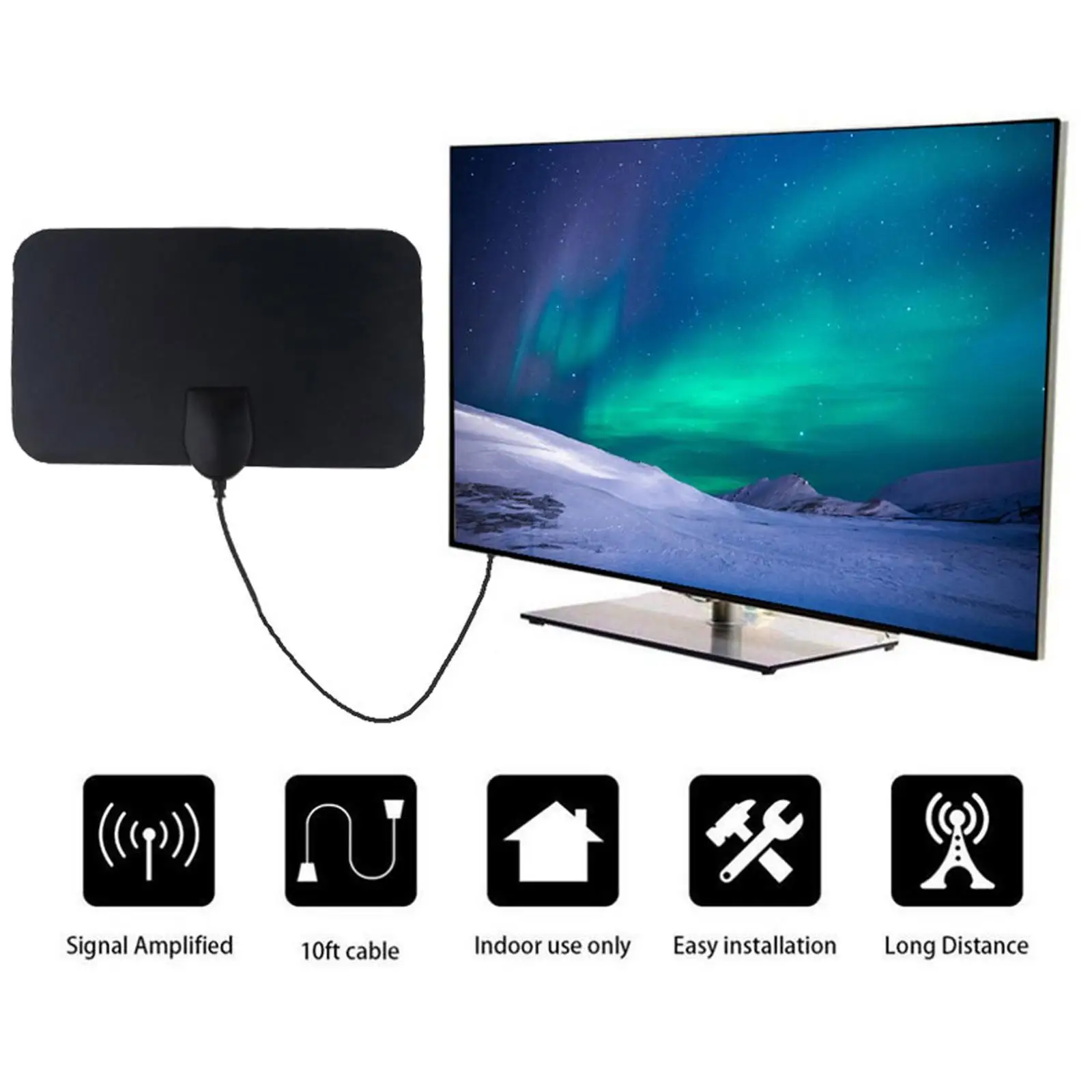 

1800 Miles Digital Antena TV Aerial Amplified HDTV Antenna 4K 8K DVB-T2 Freeview Isdb-tb Local Channel Broadcast Indoor Outdoor