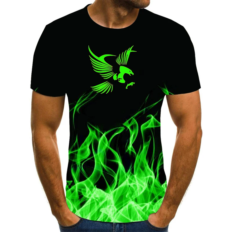 

Summer Men Luminous Flame Shapes T-shirt Attractive Tops for Charming Men Comfortable Shirt