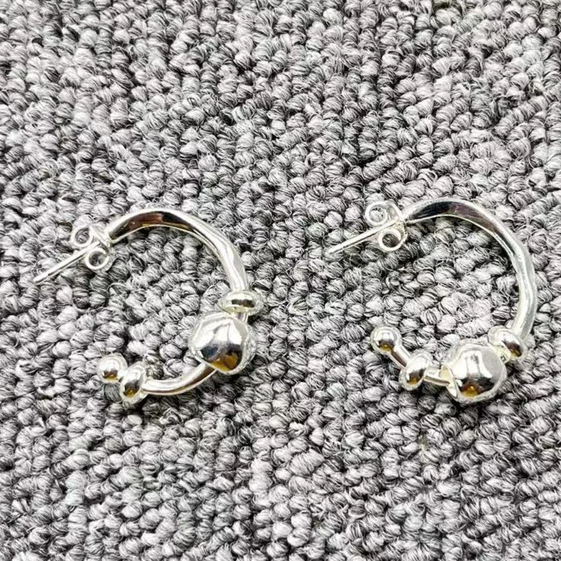 

Best Selling Creative Spanish Original Fashion Simple Electroplated 925 Silver Gold Hoop Earrings Day Jewelry Gift