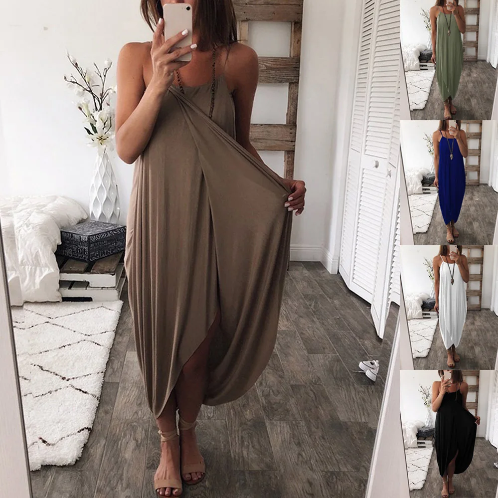 

2022 new spring European and American fashion women's solid color dress suspender skirt casual skirt women