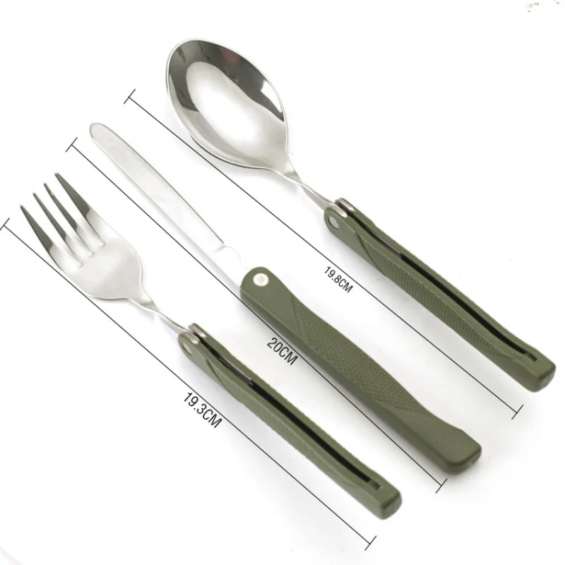 Набор складных столовых приборов вилочный нож с зеленым чехлом для выживания