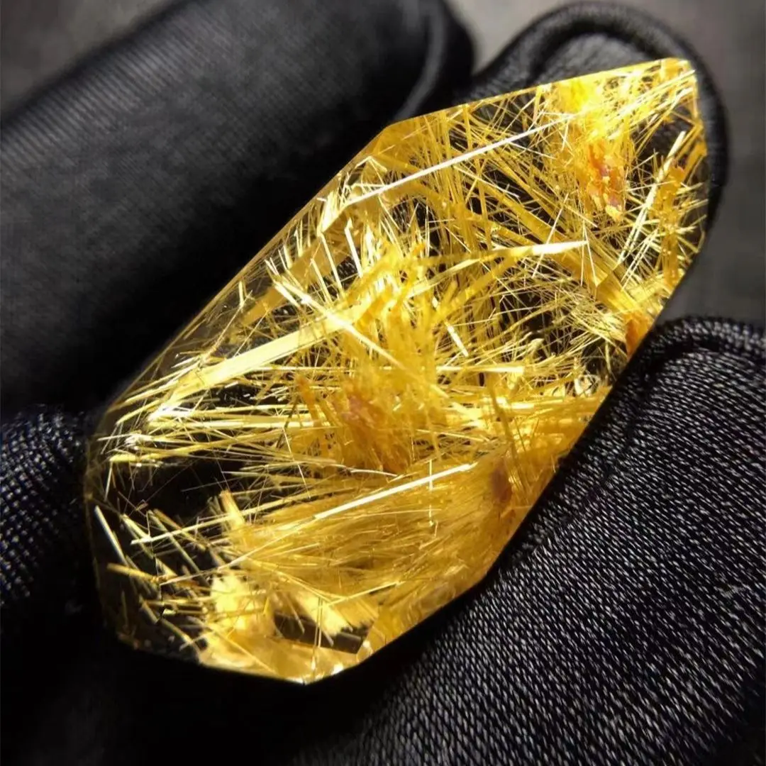 

Natural Gold Hair Rutilated Quartz Pendant Jewelry For Woman Man Healing Gift 36x17x8mm Beads Crystal Energy Gemstone AAAAA