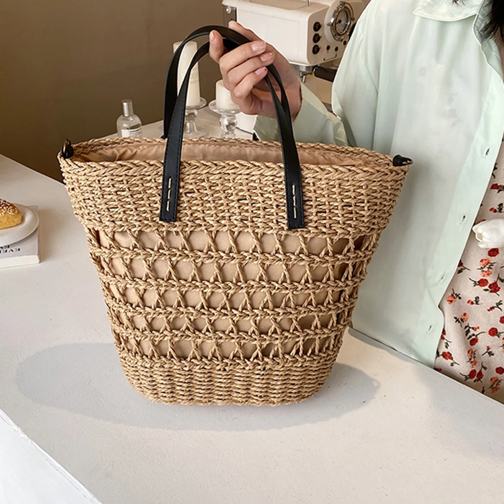 

Summer Beach Straw Woven Bags for Women Shoulder Bags Casual Handbags Rattan Boho Basket Bag Large Capacity Tote Crossbody Bags