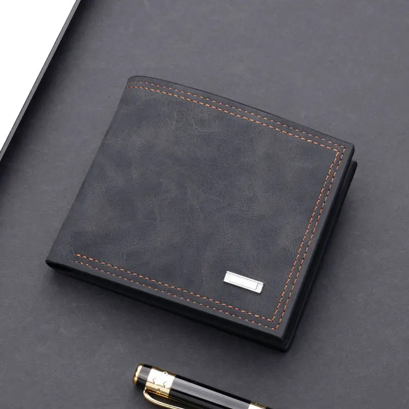 

Multifunctional Fashion Men's Wallet Short Multi Card Money Clip With Zipper Wallet Horizontal Bill Clip Retro Nubuck Leather