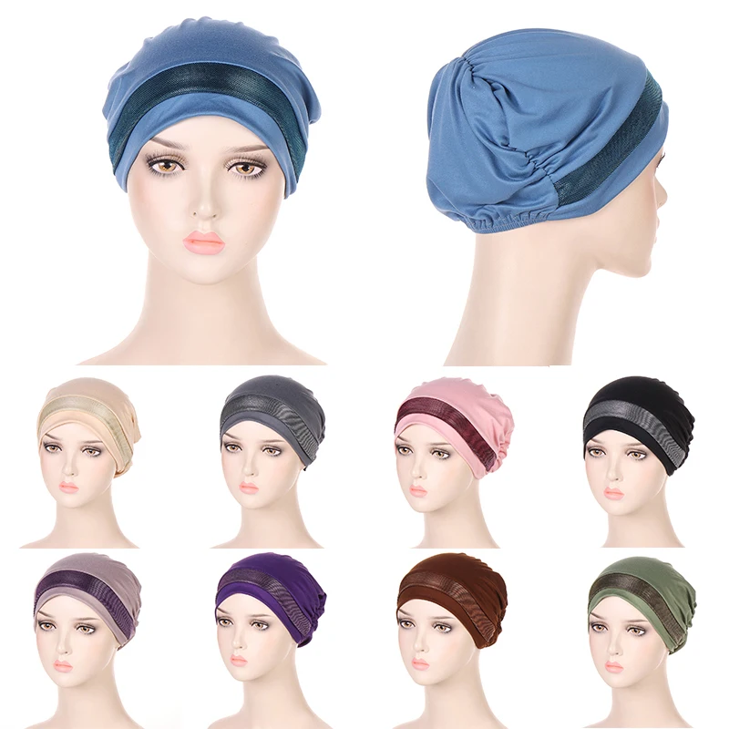 

New Underscarf Under Scarves Hijab Caps Turban Hat Inner Cap Muslim Women Islamic Female Headband Turban Hat Under Scarves