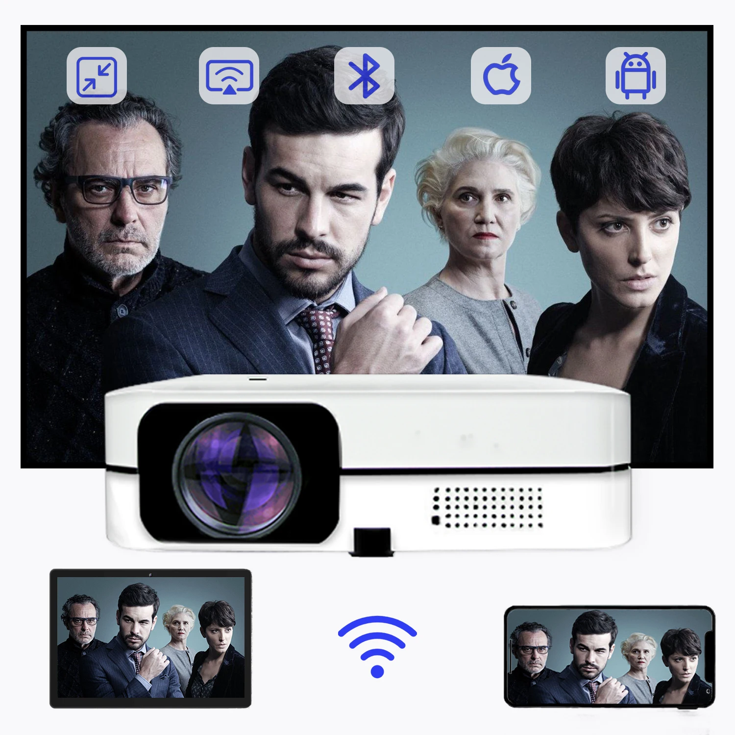 Фото Новейший Wupro/OEM ЖК-игровой светодиодный проектор, мини-портативный умный Android 9,0 1080p, 3D-поддержка 500ANSI люмен, проектор для домашнего кинотеатра 4k №5