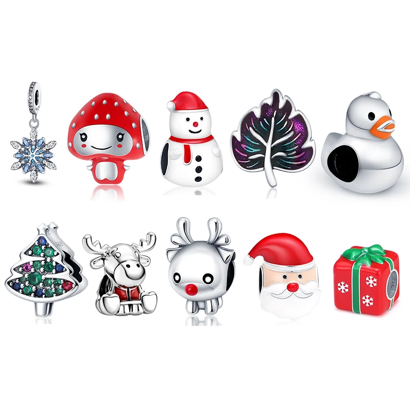 

Silver Color Christmas Series Charms Beads Fits Original Pandach Bracelet Silver Color Pendant Charms Beads Women Jewelry