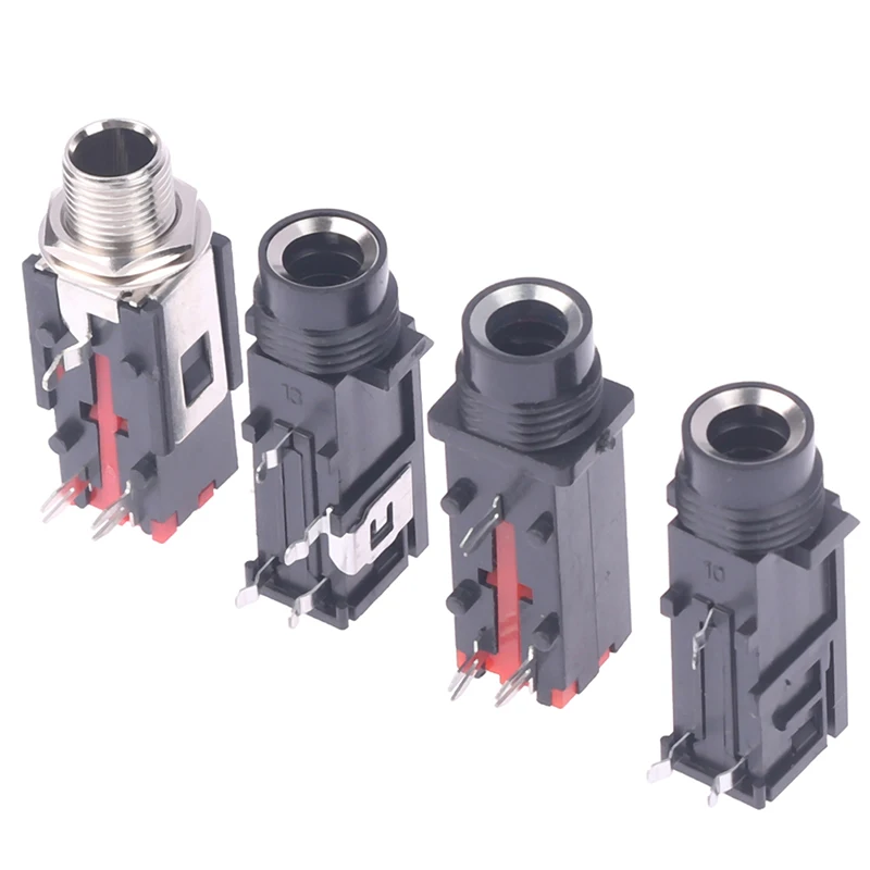 

2PCS 6.35mm Audio Jack 3Pin Stereo Audio Socket Microphone Welding Line For Microphone Socket