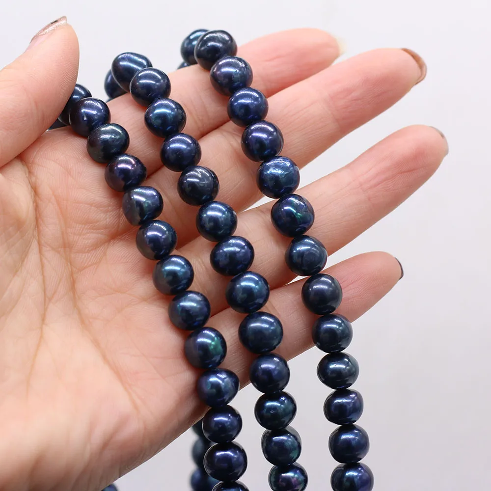 

10-11mm Real Natural Freshwater Pearl Beads Round Black Pearl Loose Beads For Jewelry Making DIY Necklace Earrings Bracelet 15"