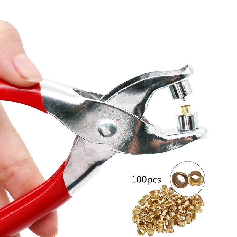 Набор плоскогубцев для люверсов пробивки с 100 металлическими Люверсами набор