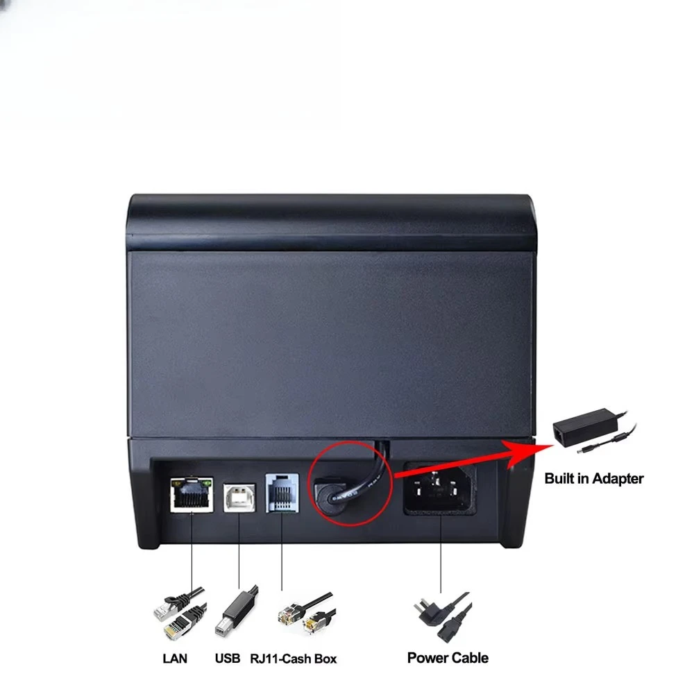Фото Термопринтер для чеков ZYWELL 80 мм с USB, Bluetooth и Wi-Fi для печати счетов и билетов №4