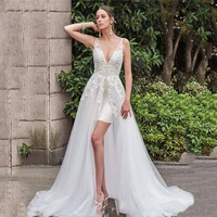 anna beauty wedding dress 2022 sexy v neck tulle wedding dress for women lace beaded appliqued backless beach bridal gowns