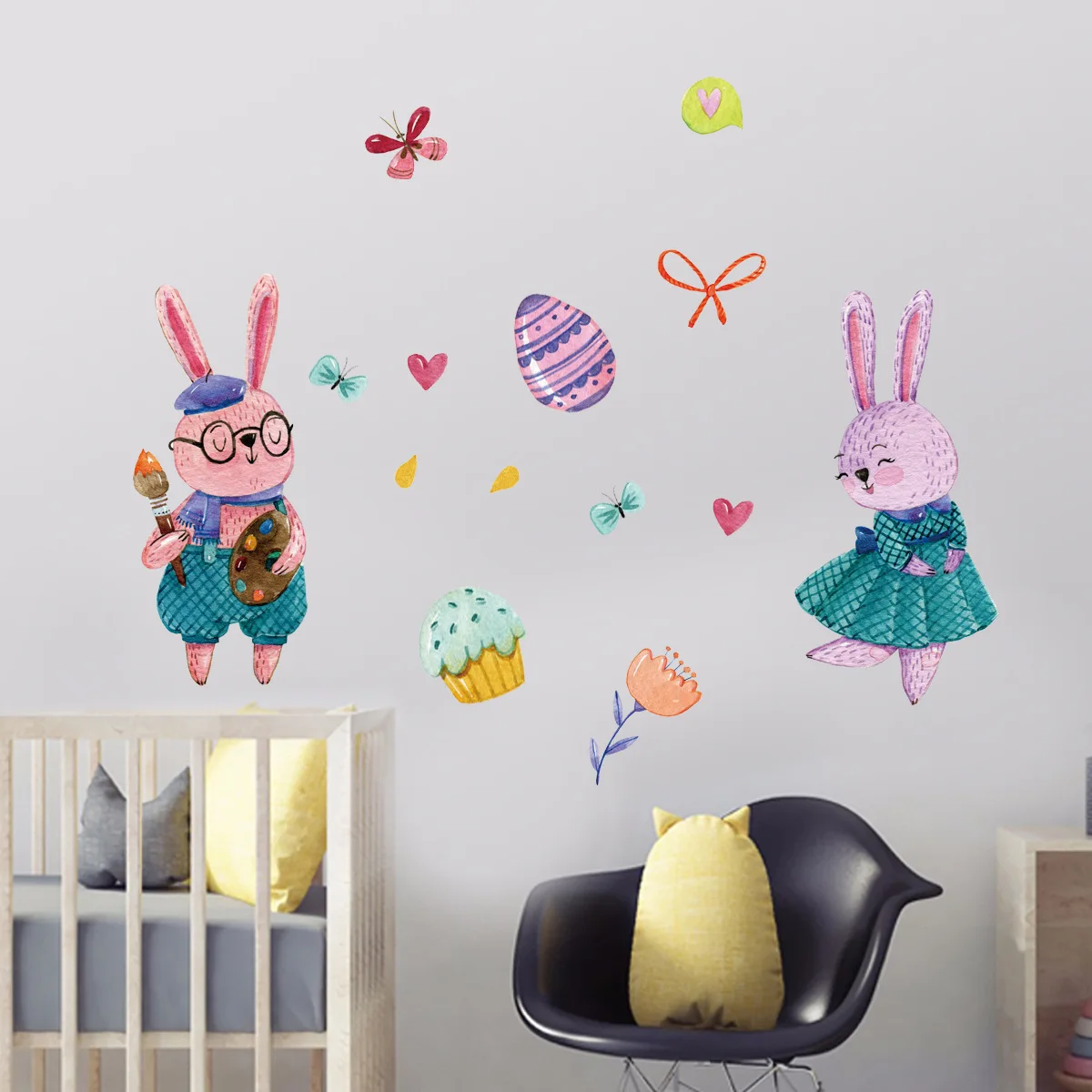 

40*60cm Cute Cartoon Rabbit Wall Stickers Living Room Children's Room Mother And Infant Series Decorative Wall Stickers Ycj016
