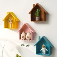 wooden small house shelf retro nostalgia home wall porch decorations wall mounted wooden shelf storage rack home decoration