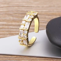 aibef top quality geometric inlaid white transparent crystal adjustable gold ring womens light luxury ring wedding party gift