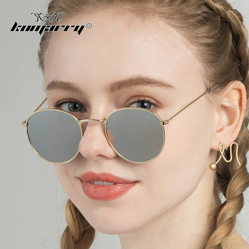 Очки солнцезащитные женские круглые в металлической оправе роскошные брендовые