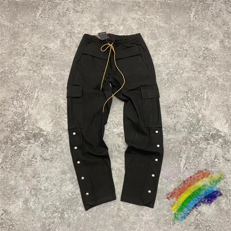 

2021FW RHUDE Cargo Pants Women Men 1:1 High Quality Drawstring Jogger Mens Causal Rhude Sweatpants