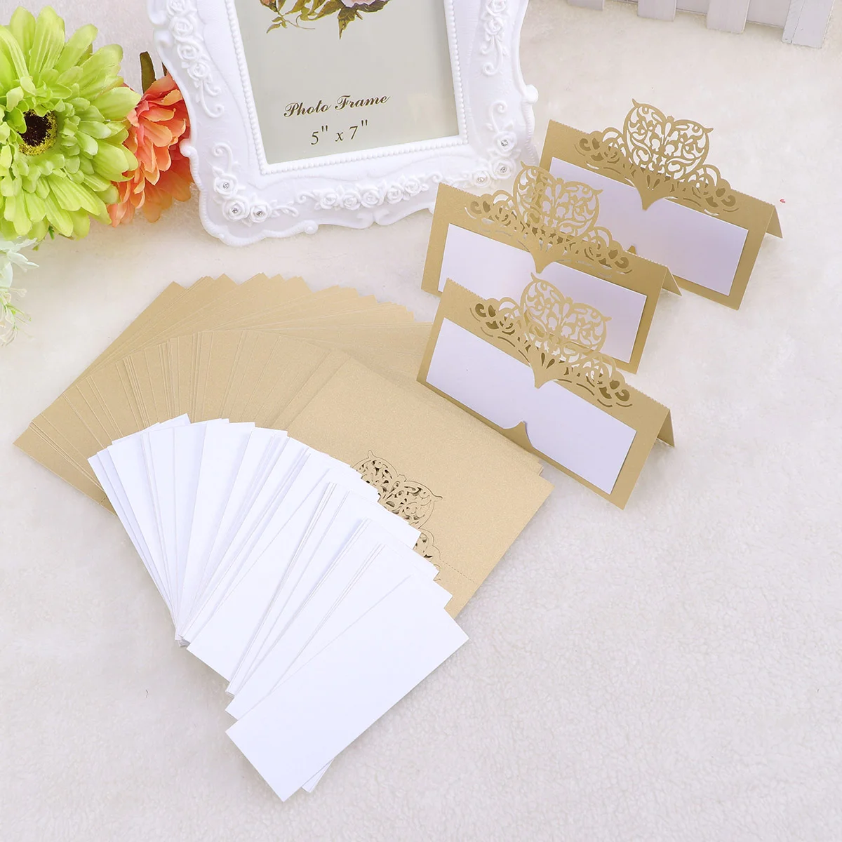 

Name Place Weddingtableseating Plan White Names Floral Palce Holders Hollow Cut