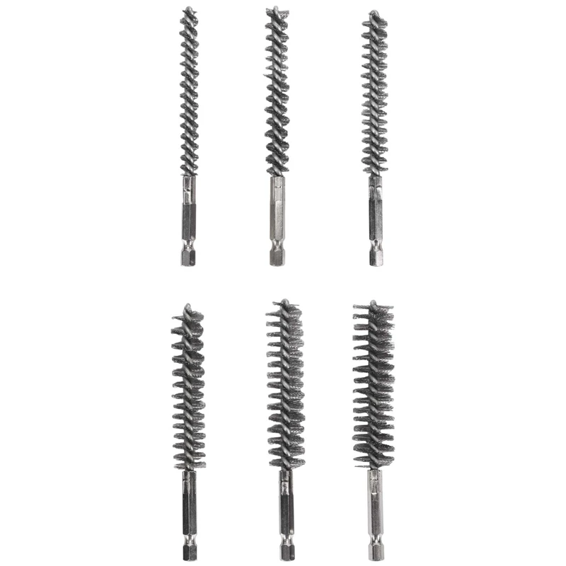 

Bore Brush Stainless Steel Bristles Wire Brush For Power Drill Cleaning Wire Brush With Hex Shank Handle 6 Pieces