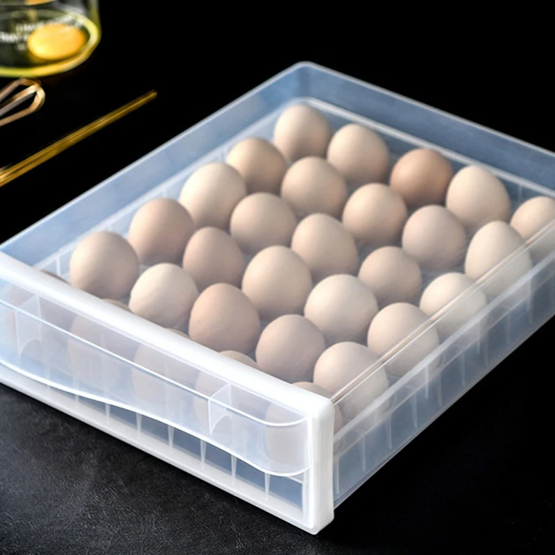 

Hot-30 Grid Egg Holder For Refrigerator, Fresh Egg Storage Box For Fridge, Drawer Type Egg Container Case