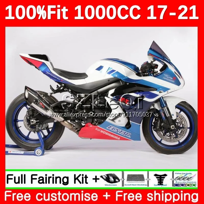 

Blue white OEM K17 For SUZUKI GSXR-1000 GSXR 1000 CC GSXR1000 17 18 19 20 21 GSX R1000 2017 2018 2019 2020 2021 Fairing 84LQ.139