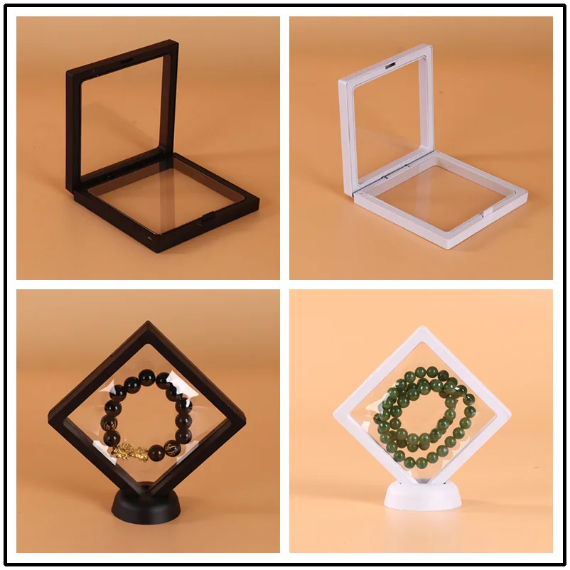 5pcs 3D Floating Picture Frame Jewelry Storage Box Necklace Bracelet Display Stand Jewellery Stone Presentation Case Accessories