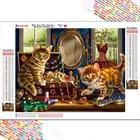 HUACAN полностью квадратная Алмазная Вышивка Кот бриллиантовые Стразы Бриллиантовая мозаика с животным ручной работы подарок на Новый год