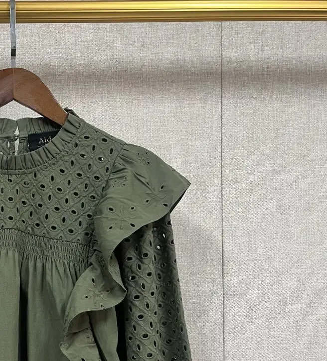 

Women's Blouse Ruffled Hollow Out Pleated Lace Collar Solid Flying Long Sleeve Shirt Cotton Casual Spring Summer 2023