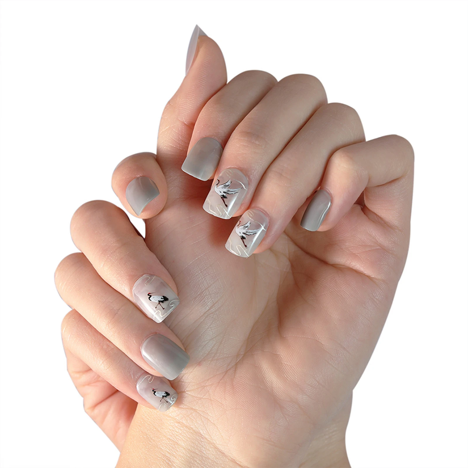 

24 шт длинный пресс на ногтях милые краны дизайн поддельные ногти полное покрытие ногти аксессуары для ногтей