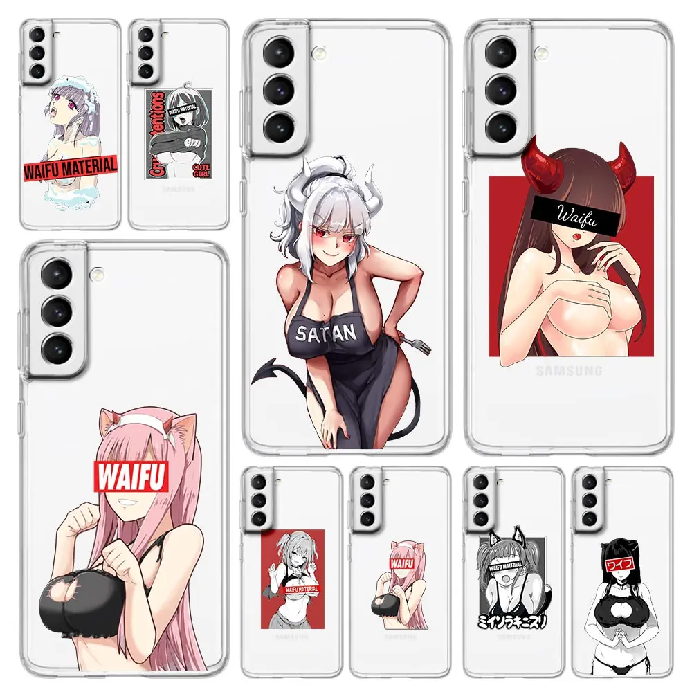 

Anime Hentai ​Sexy Girl Face Phone Case For Samsung Galaxy S20 Ultra S21 FE 5G S10E S9 S8 S10 Plus Note 20 10 Lite M31 M22 Cover