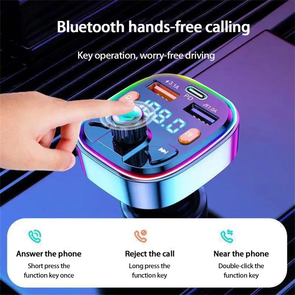 

Handsfree Fm Transmitter Hands-free Call Dual Usb Charger Universal Car Bluetooth Mp3 Audio Player Durable Car Supplies Wireless