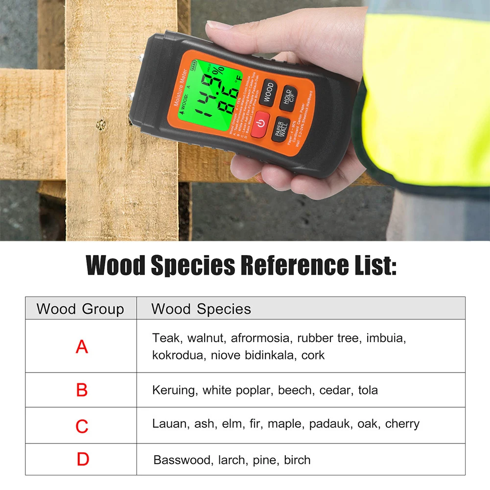 Измеритель влажности древесины двухконтактный гигрометр для дерева и бумаги