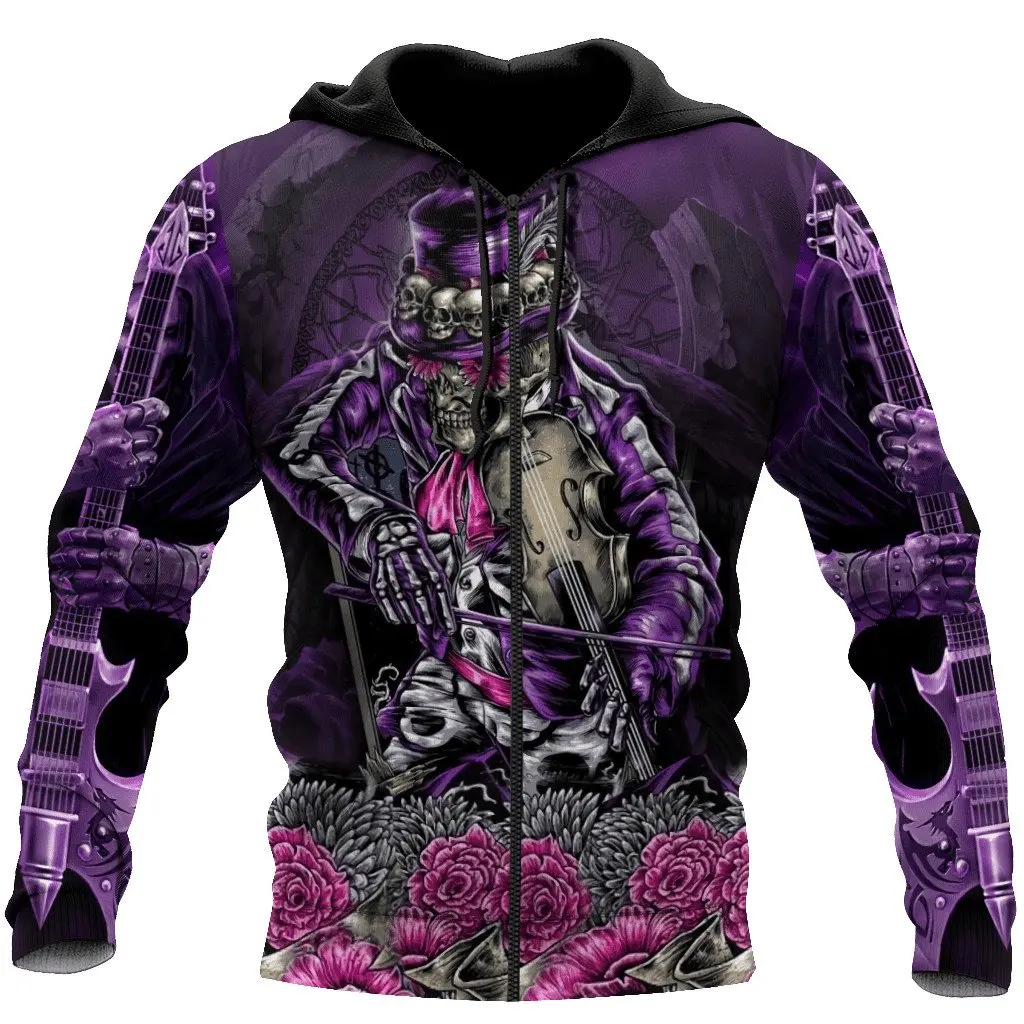 

Beautiful skull tattoo 3D full body print unisex luxury hoodie men sweatshirt zipper pullover casual jacket sportswear 55