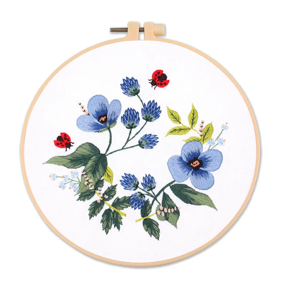 

Flower Pattern Embroidery Set Needlework Tools Printed Beginner DIY Embroidery Round Cross Stitch Kit Sewing Craft Kit