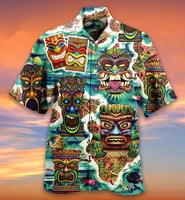 2022 goblin mayan totem mens hawaiian shirt summer short sleeve retro mens shirt casual fashion streetwear 3d skull shirt