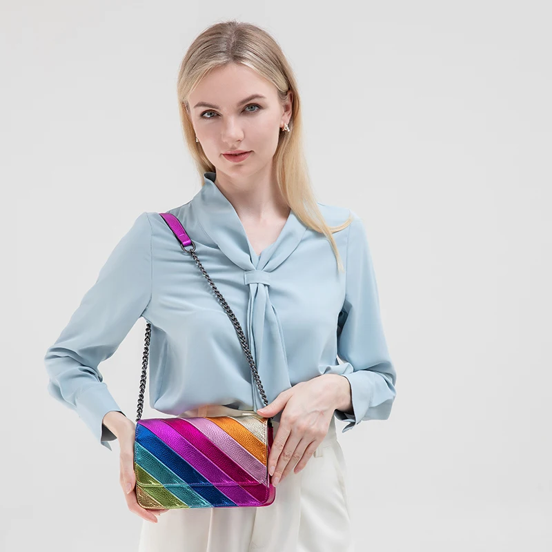 KURT GEIGER LONDON Модельер Женские сумки Радужный лоскутный цвет Сумка через плечо на с