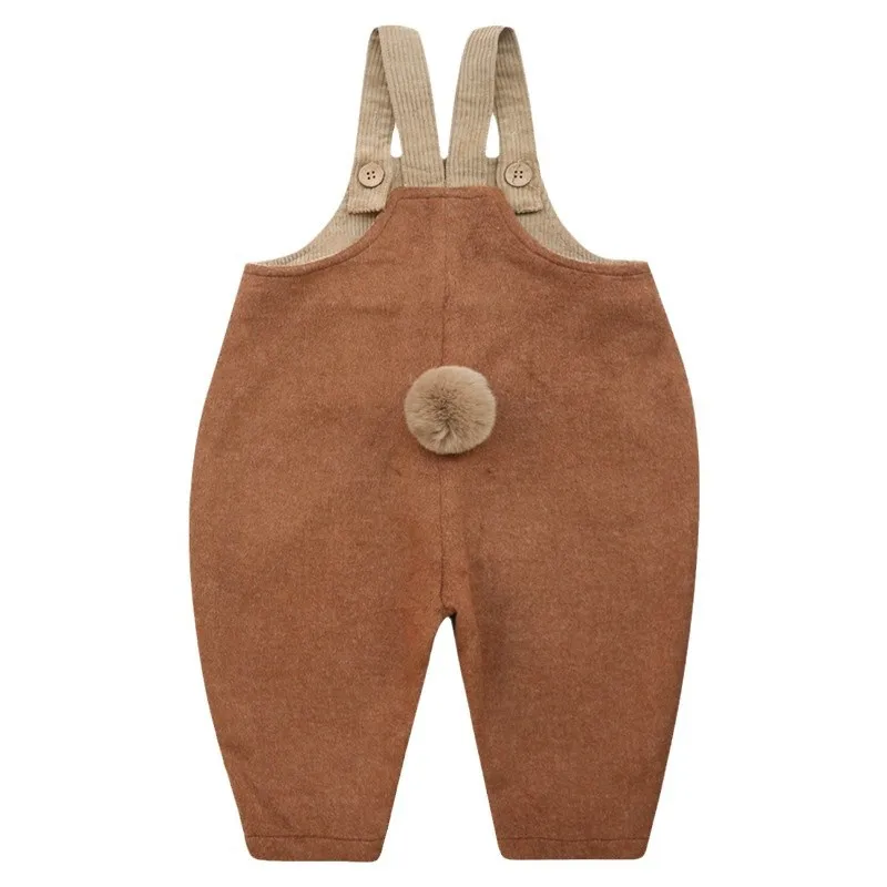 Брюки на подтяжках с кроличьим хвостом для малышей и красные детские комбинезоны