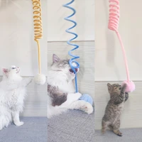 suction cup spring hair ball interactive cat toy feather for kitten teaser play chase cat stick toys pet toys pet products