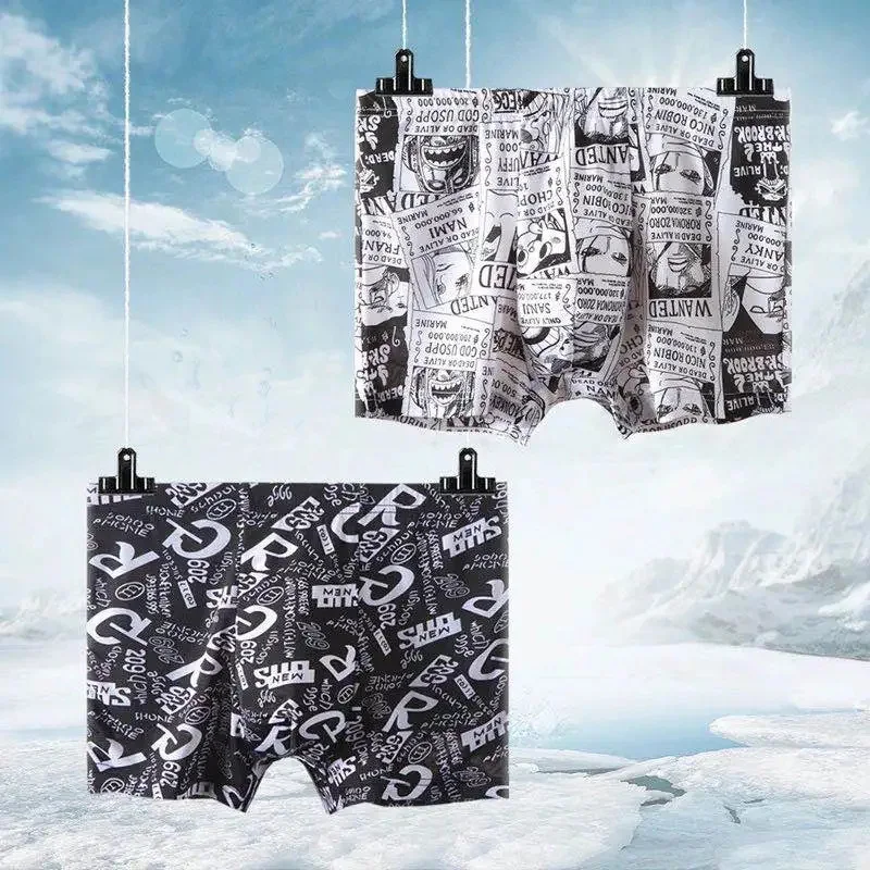 4Pcs/Lot Men's Ice Silk Underwear Graphene Boyshort Antibacterial Cotton Crotch Breathable Comfortable Boxer Shorts New Shorts