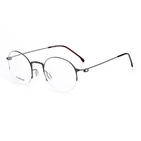 titanium simple business light weight round half rim optical frame custom photochromic myopia reading glasses prescription lens