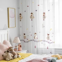 ballet girls embroidery sheer curtain for living room light filtering princess childrens room yoga dance panel gauze drapes