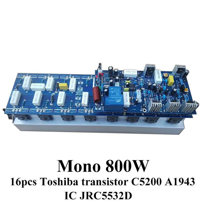 

800w Mono Power Amplifier Board 16pcs Toshiba Transistor C5200 A1943 JRC5532D Dual Op High Power Low-noise HIFI Audio Amplifier