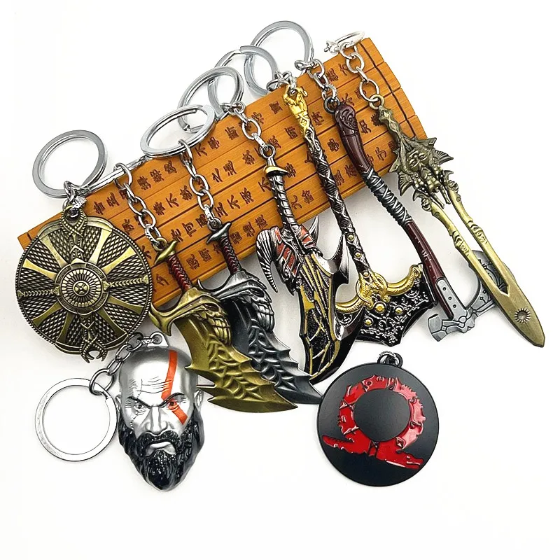 

Game God of War Keychain Kratos Axe Leviathan Key Chain Keyring Blades of Chaos Swords Bag Car Key Ring Pendant llaveros Jewelry