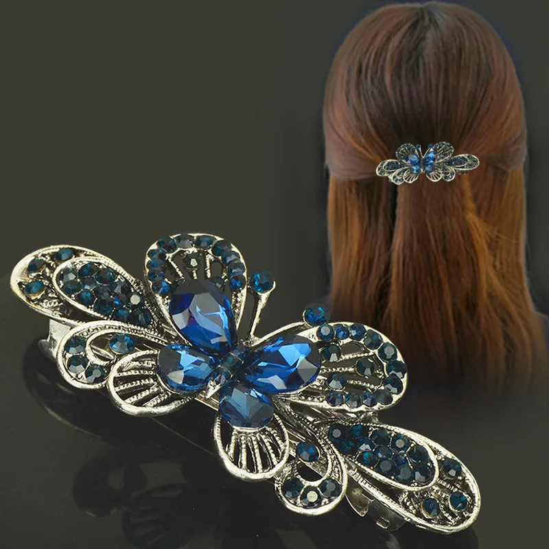 

Rhinestone Crystal Leaf Butterfly Hairpin Spring Clip Hair Colets Duck Mouth Clip Bobby Pins Headgear Barrette Hair Accessories